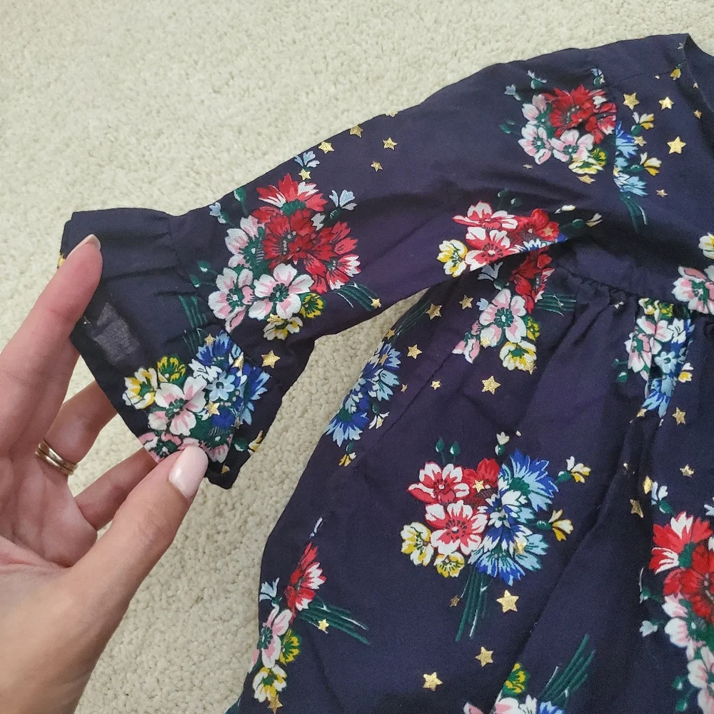 Baby Gap Girls Navy Floral Ruffle Sleeve Dress and Bloomers sz6-12
